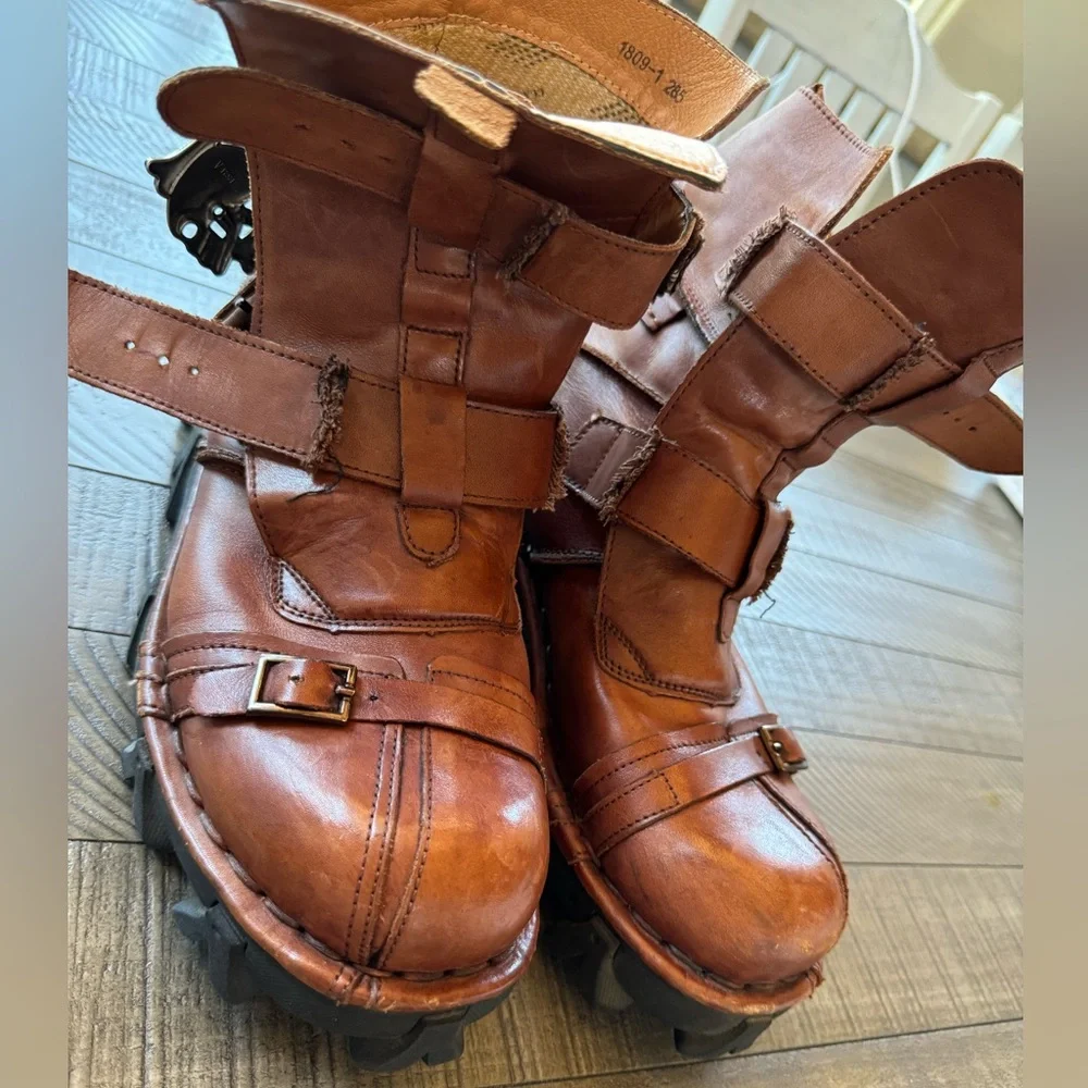 BOSETON Leather Skull & Bones Motorcycle Streampunk Boots Men’s Size 11.5